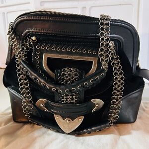 Dior Black and Silver Chain-Accent Shoulder Bag